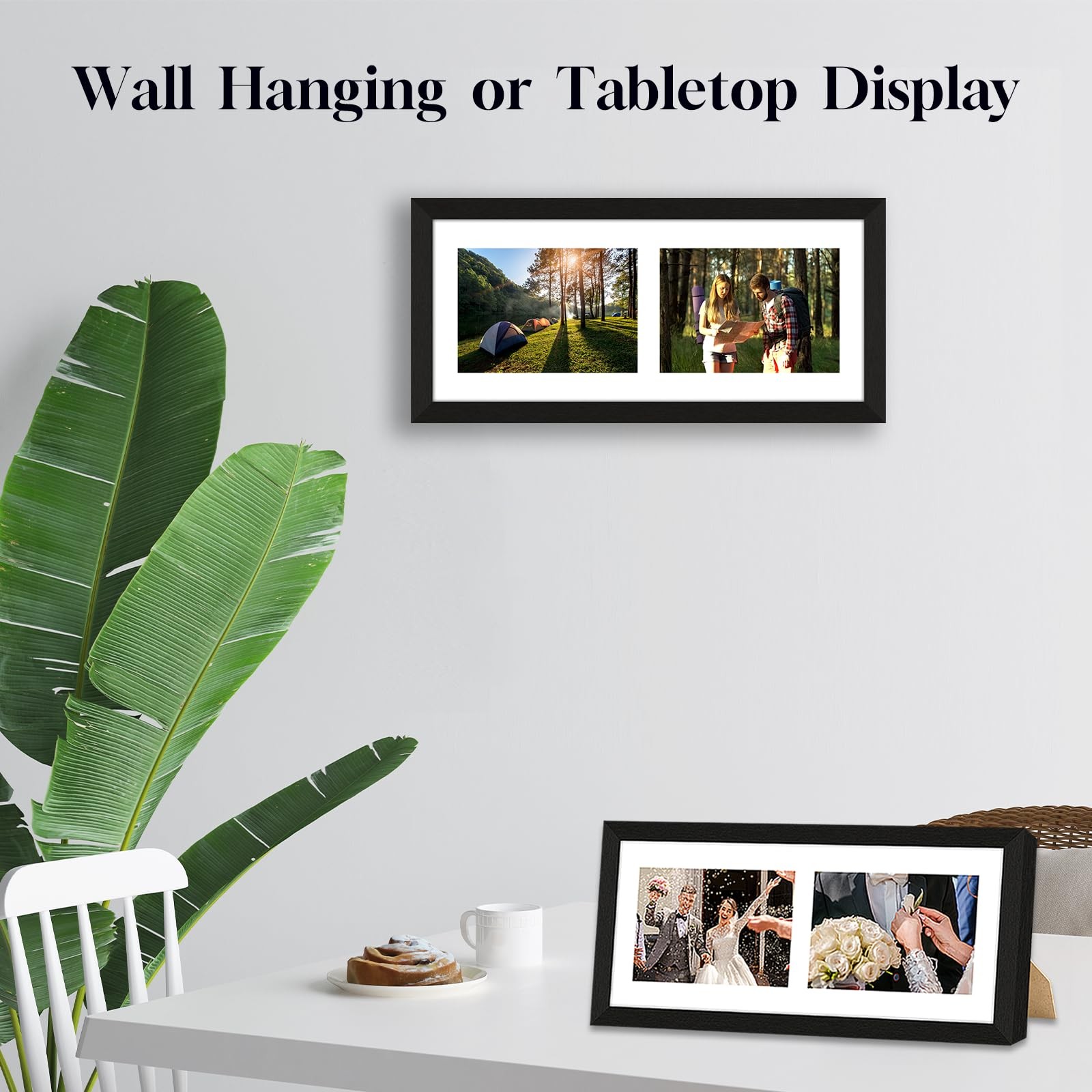 Lacopgr 5×7 Double Picture 2 Openings (7×16) – 5×7, Black Frame & White Mat