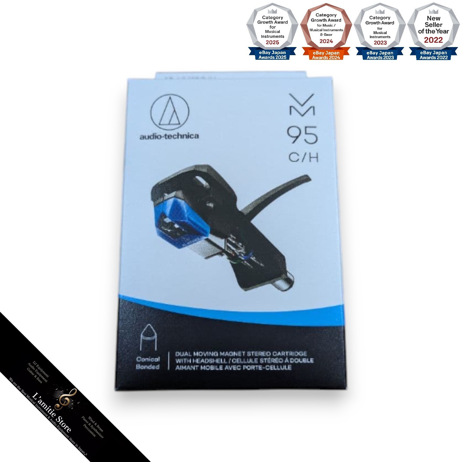 Audio-Technica AT-VM95C/H Turntable Headshell Cartridge Combo Kit Blue ATVM95CH