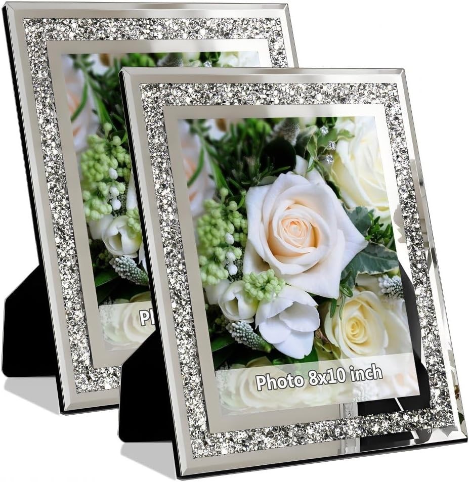 Crushed Diamond Wedding Mirror Photo Frame, Crystal 8×10, 8×10 inch