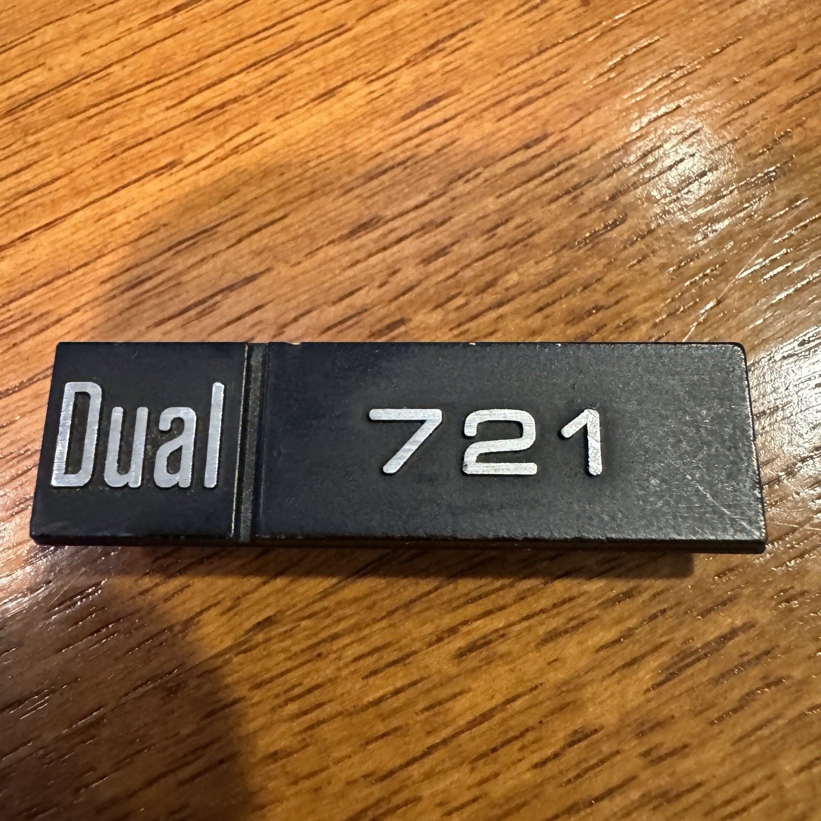 DUAL 721 ORIGINAL METEL NAME BADGE – EXCELLENT CONDITION