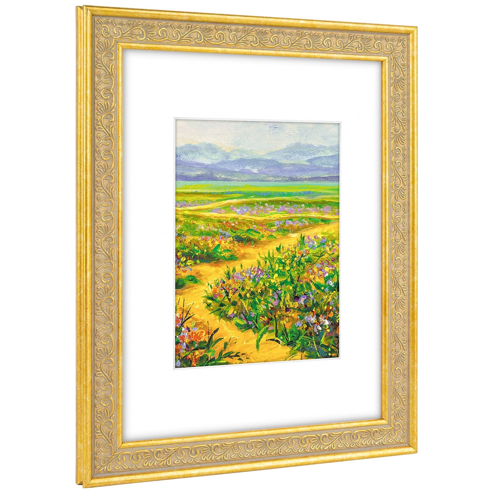 Golden State Art, 9X12 Ornate Vintage Photo Frame with 9×12, Distressed Gold