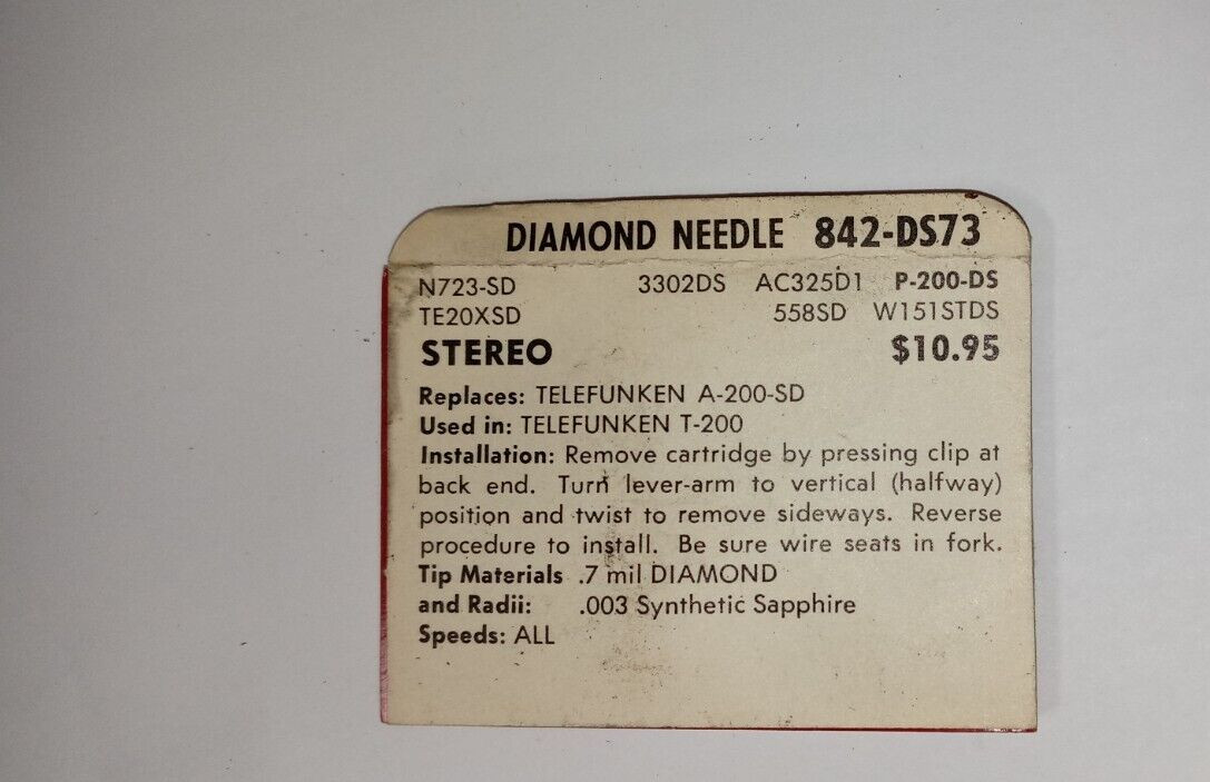 Diamond Superb Needle Part#842-DS73