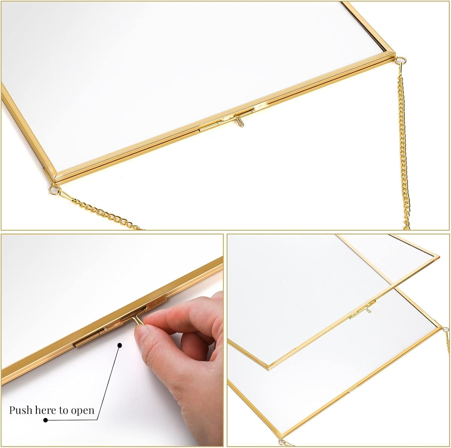 AVLA Brass Hanging Photo Frame, 11×14 Inch Double Glass Gold-Large-1pc