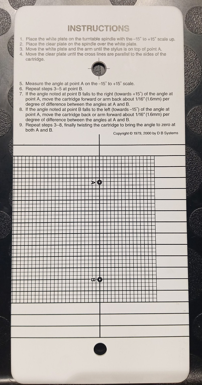 DB Systems DBP-10 Phono Turntable Cartridge & Needle Alignment Protractor Tool