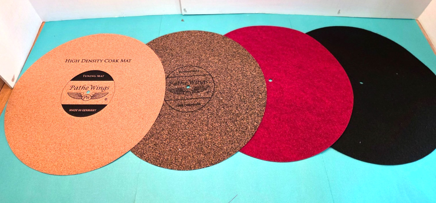 Pathe Wings Turntable Mat Set (2) cork , (2) felt 1 mm thick, 295 mm or 11.60 “