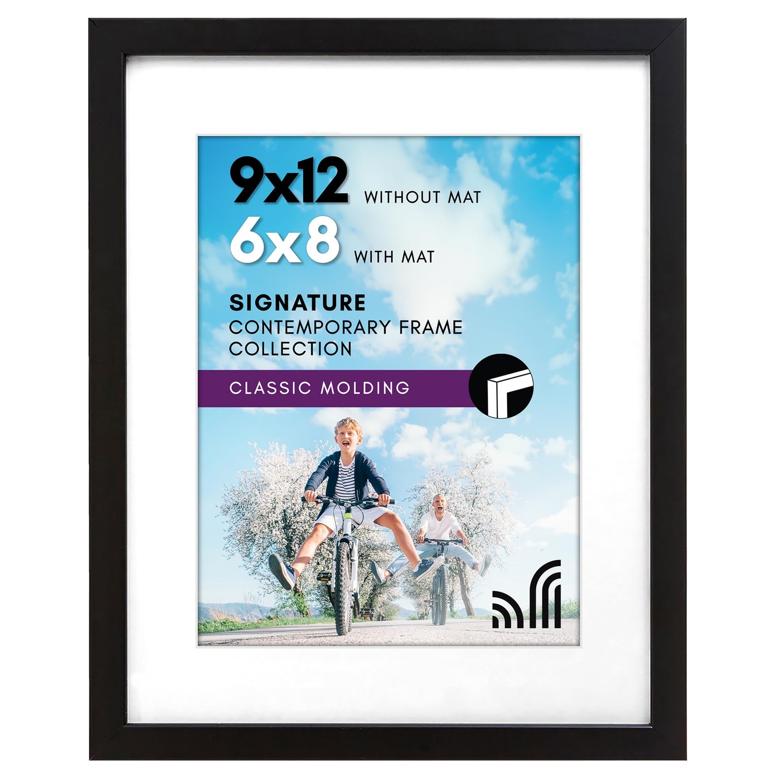 Americanflat 9×12 Picture Frame with Shatter-Resistant Glass – 9×12, Black