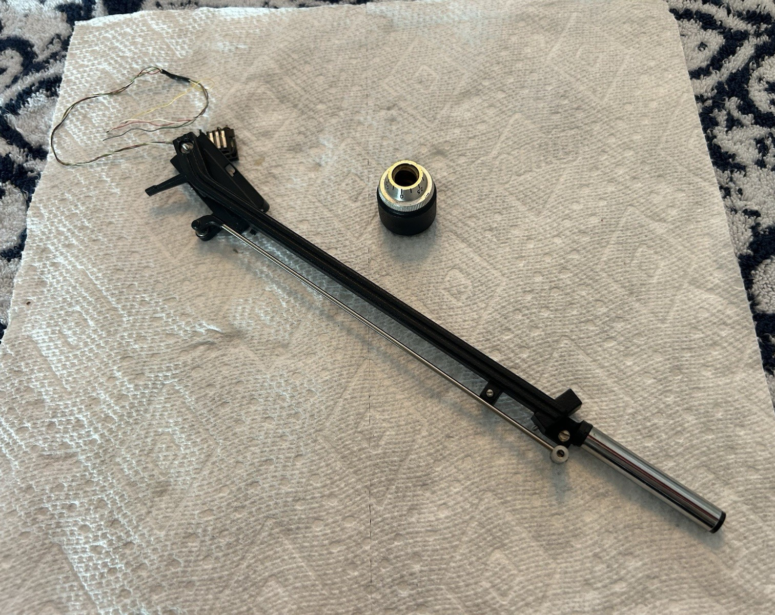 Garrard GT55 Turntable Tonearm Assembly w/ Counterweight Black/Silver