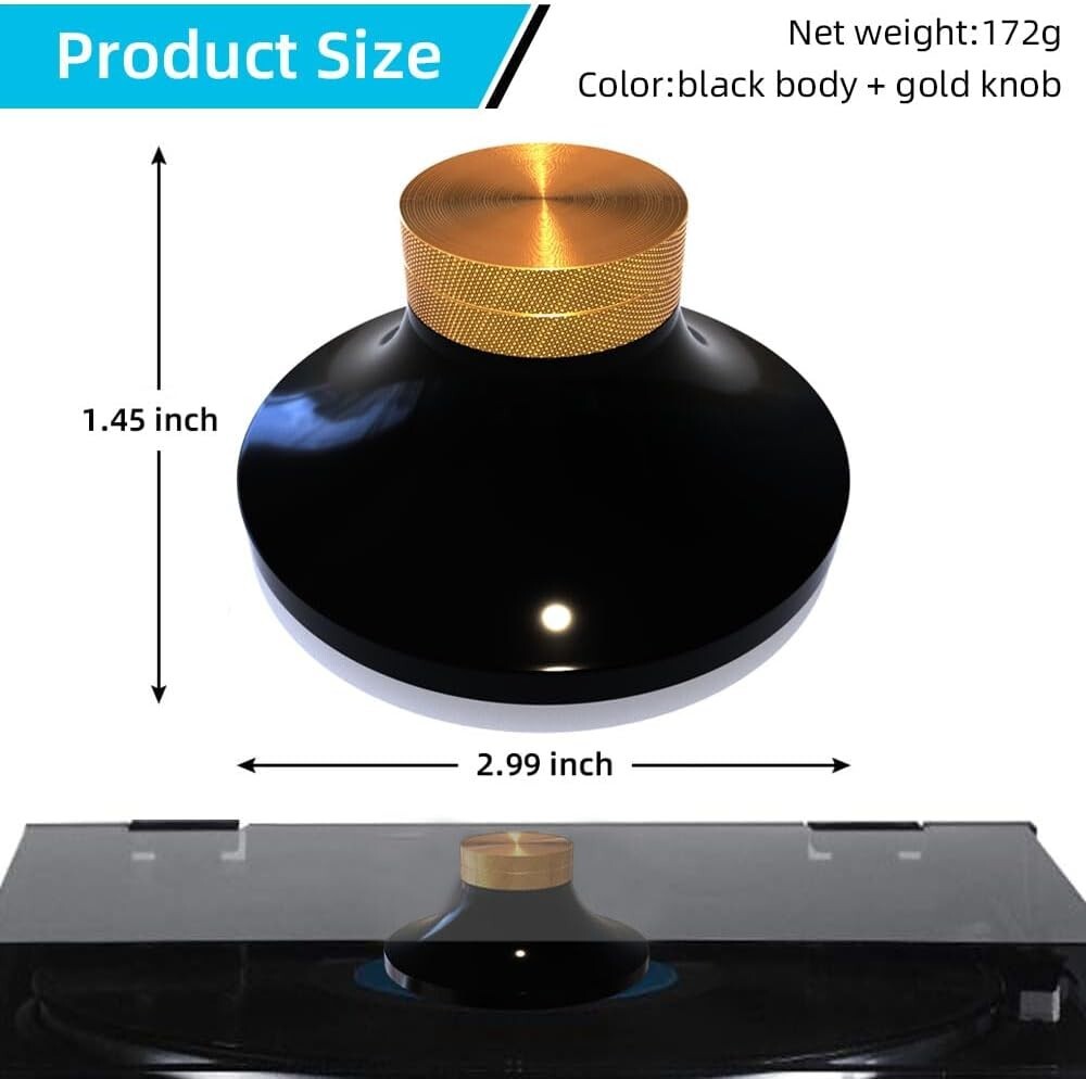 Anodized Aluminum Disc Stabilizer LP Turntable Record Weight Clamp Balancer 172g
