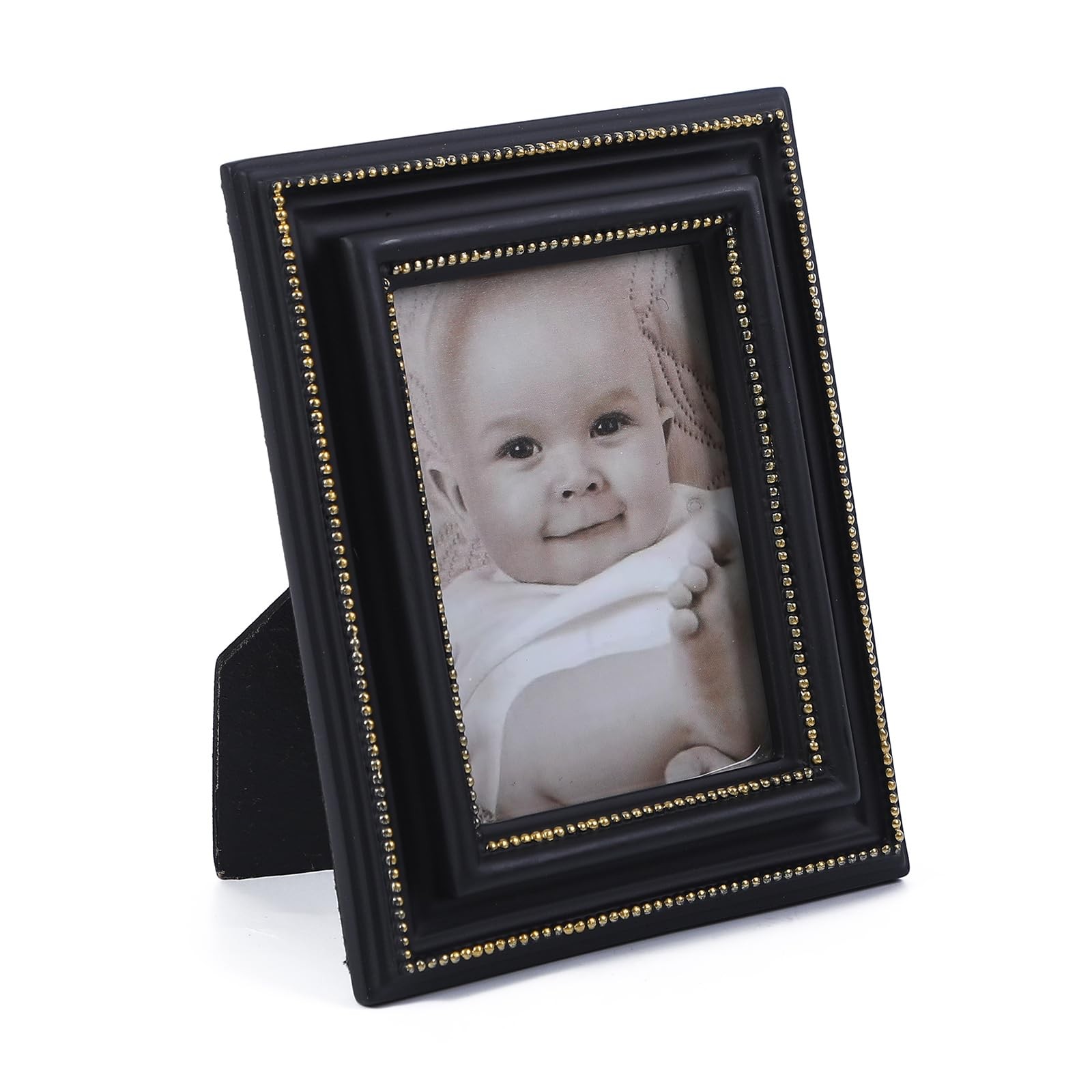 SIKOO 2.5×3.5 Vintage picture frames Small 2.5 x 3.5 Oblong, Black and Gold