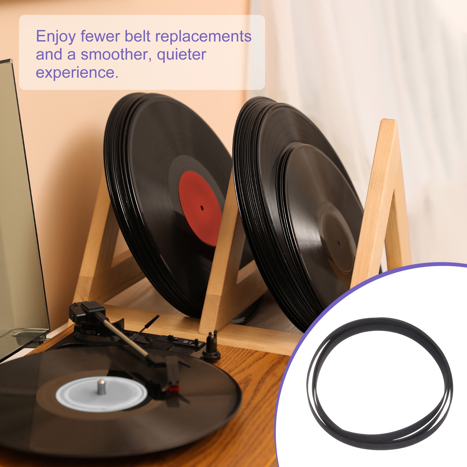 6 Pcs Turntable Belt Folded Length 300mm Rubber Belts Replacement Width 5mm
