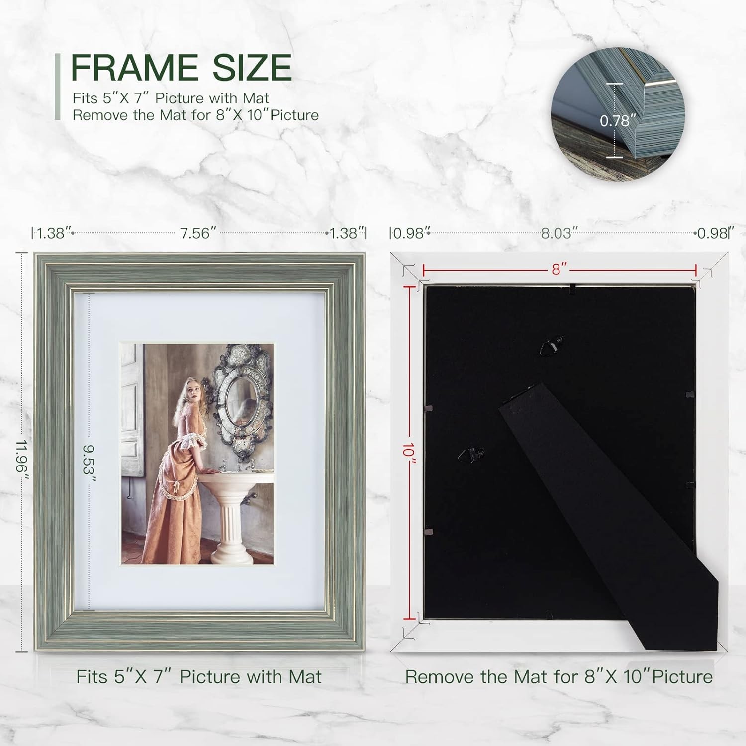 XUANLUO 3 Pack 8×10 Inch Picture Frames Farmhouse 8 x 10 inch, Mix Color-3pcs