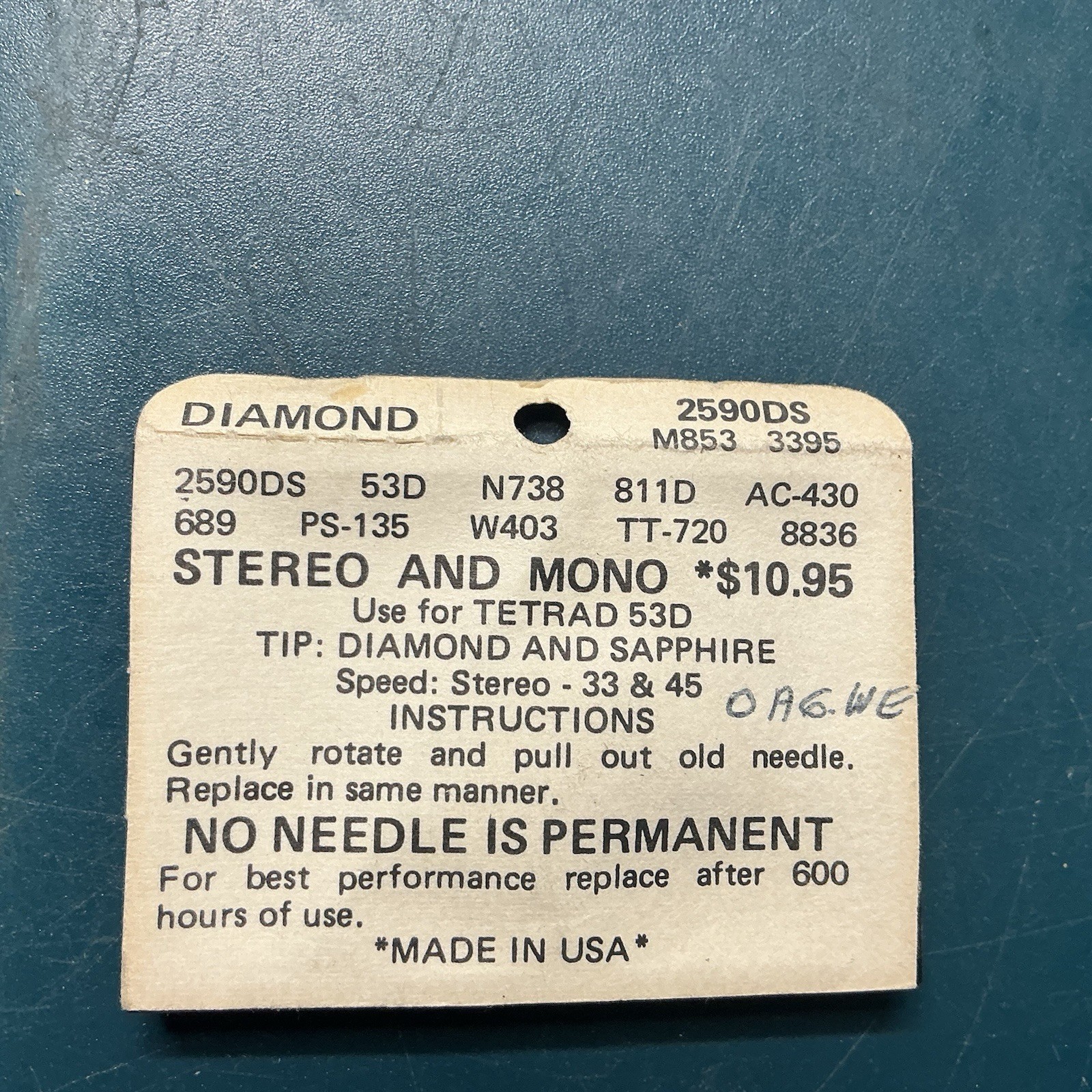 RIVERT ONE Diamond GE Needle 2590DS Tetrad 53 D