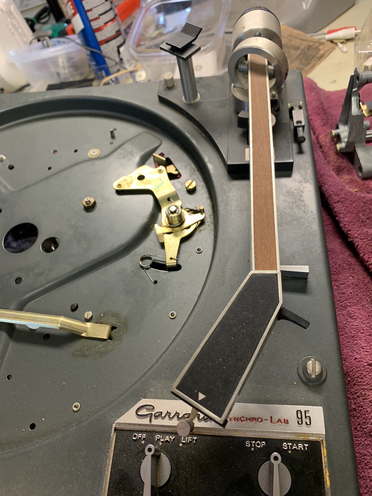 Garrard Tonearm Rest Lock from Synchro Lab 95 Turntable Clean Working No Damage