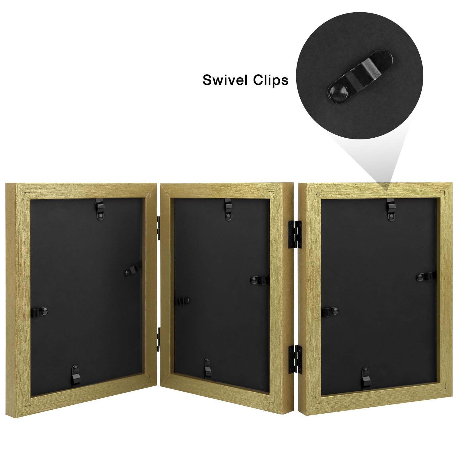 Frametory, 4×6 Triple Picture Frames 3 Photo (1-Pack), Gold