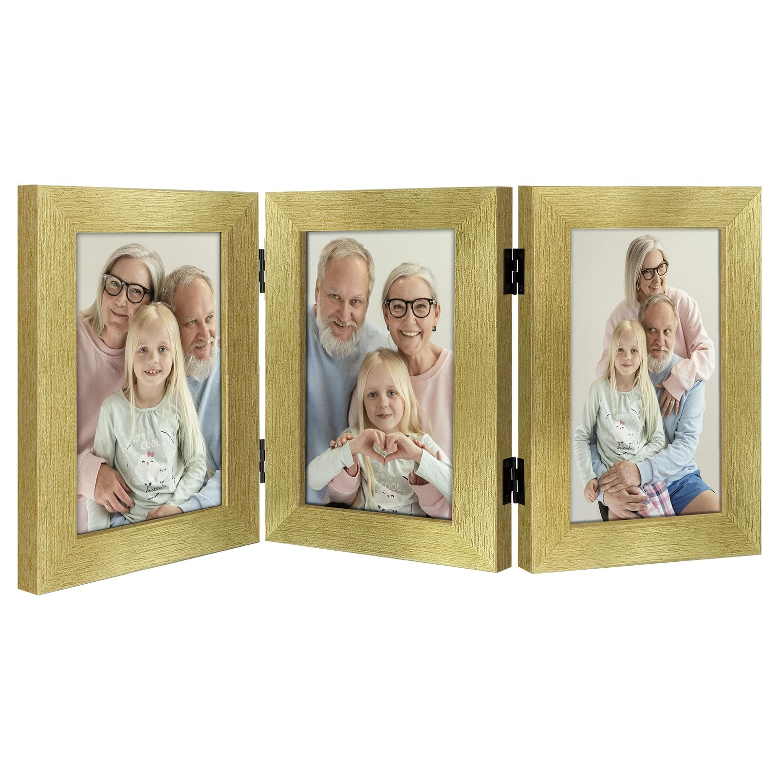 Frametory, 4×6 Triple Picture Frames 3 Photo (1-Pack), Gold