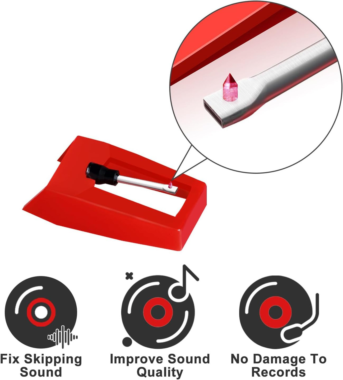 Record Player Needle 6 Pack Ruby Stylus Replacement for Vinyl Turntables Crosley
