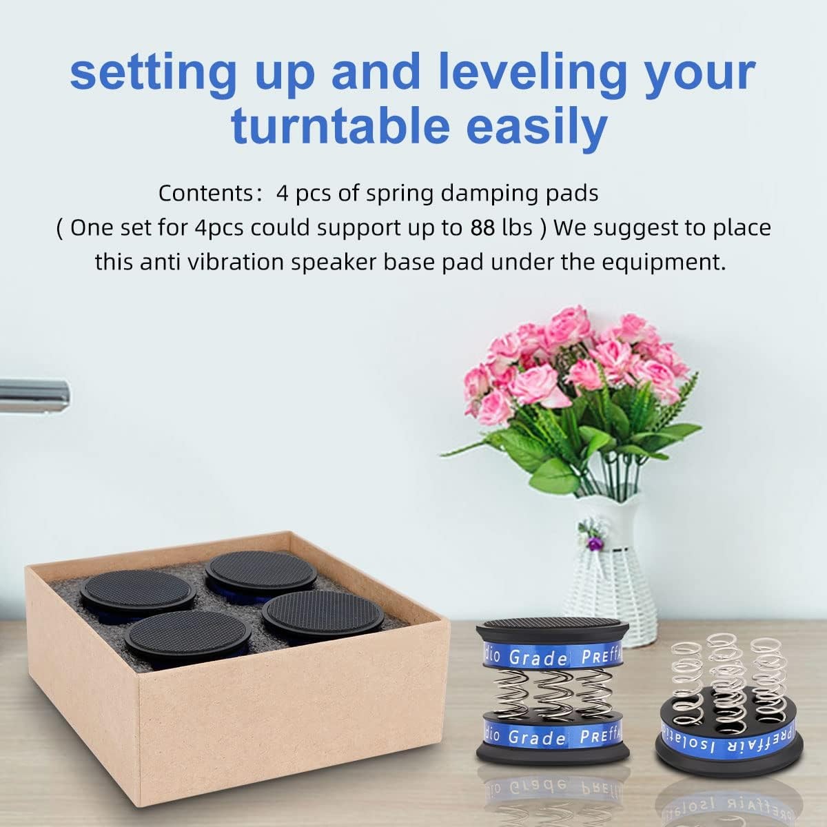Audiophile Turntable Isolation Stand Feet, Aluminum Adjustable Speaker Floor