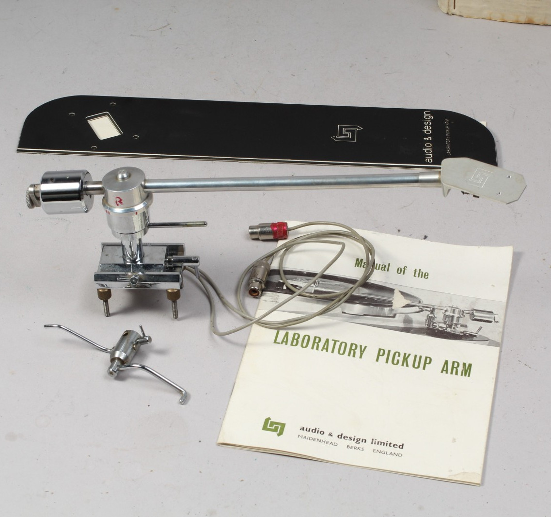 AUDIO & DESIGN LABORATORY PICK UP ARM PHONO TONE ARM IN THE BOX W MANUAL M9BA