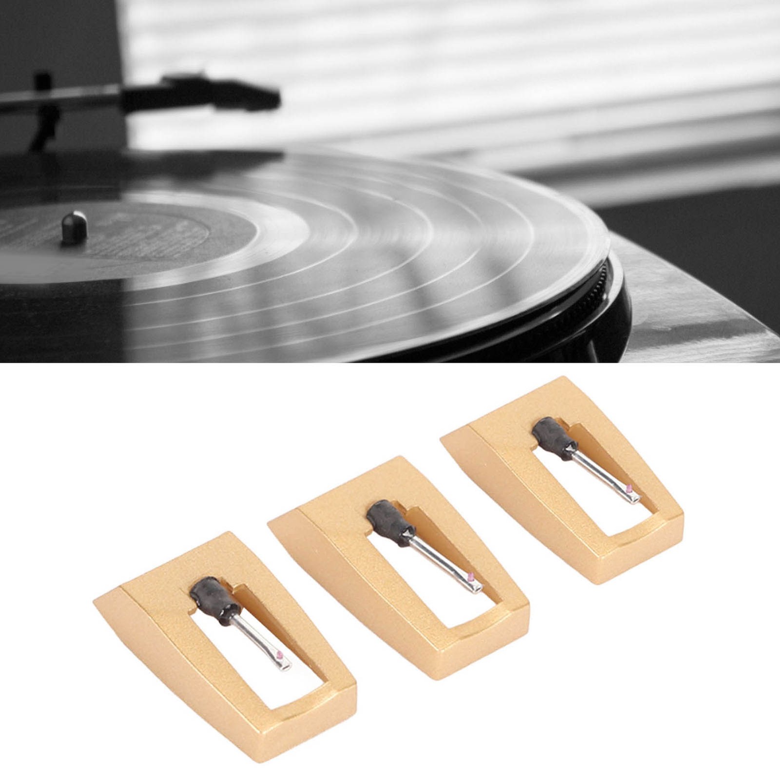 3pcs Turntable Record Needle High Performance For Music Lovers Gold
