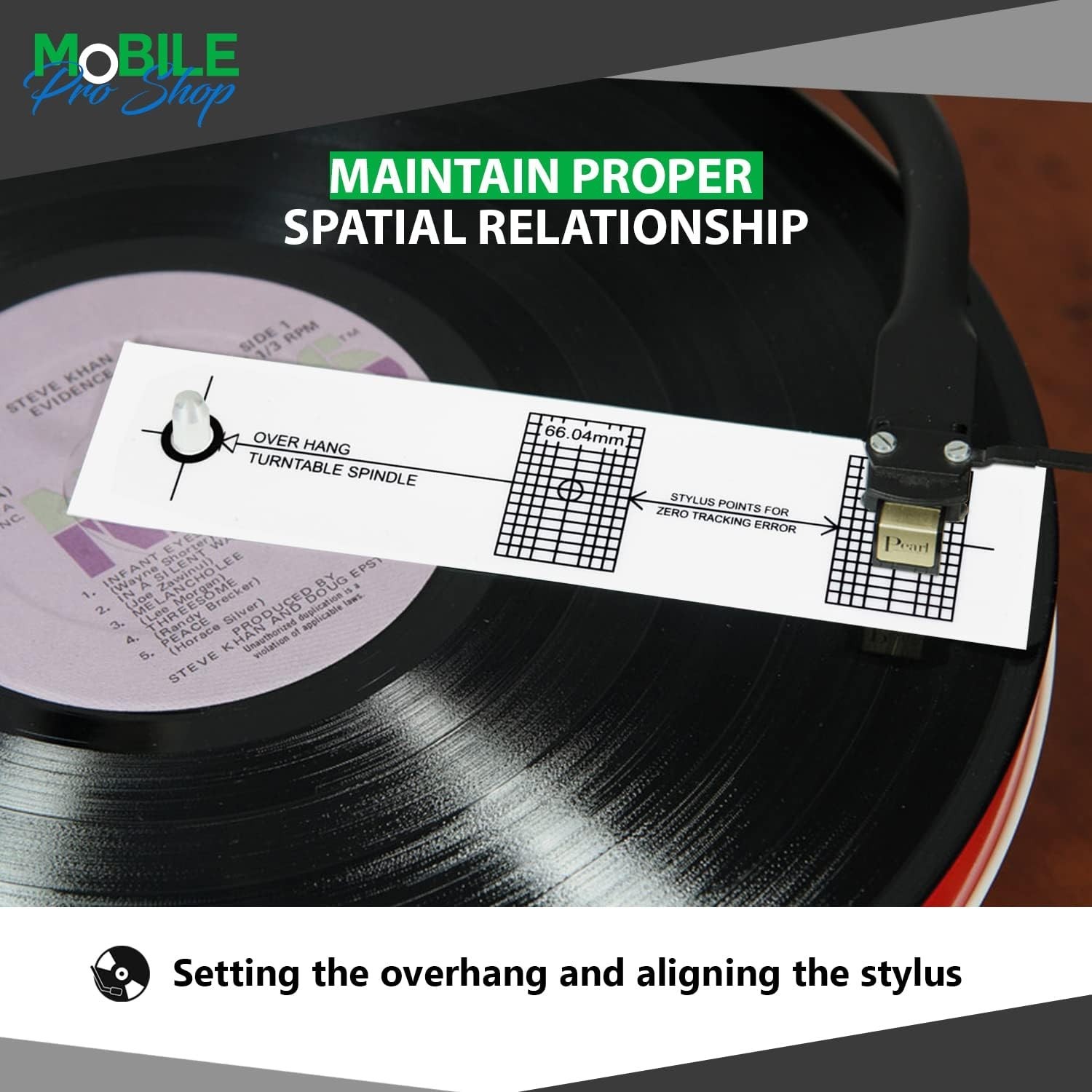 Turntable Azimuth Cartridge Alignment Protractor Set- Vinyl Record Player VTA…
