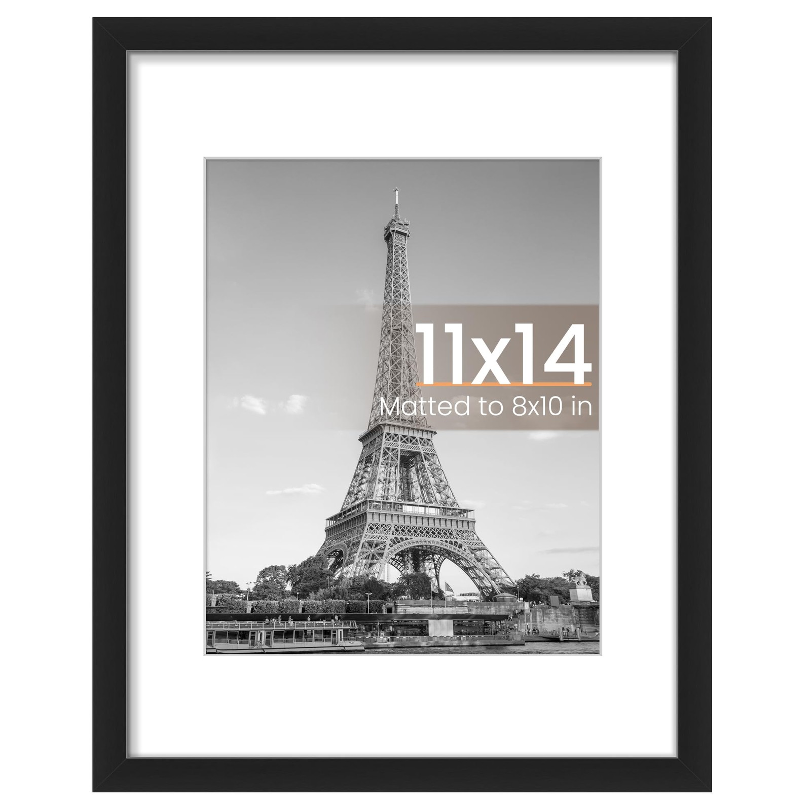 upsimples 11×14 Picture Frame, Display Pictures 8×10 with Mat or 11×14, Black