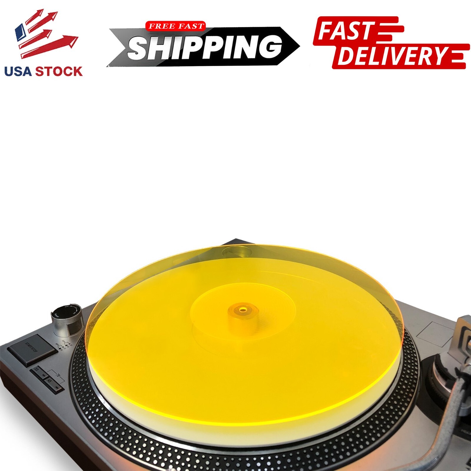 Premium Acrylic Turntable Mat Slipmat for 12″ Vinyl Record Player , Yellow