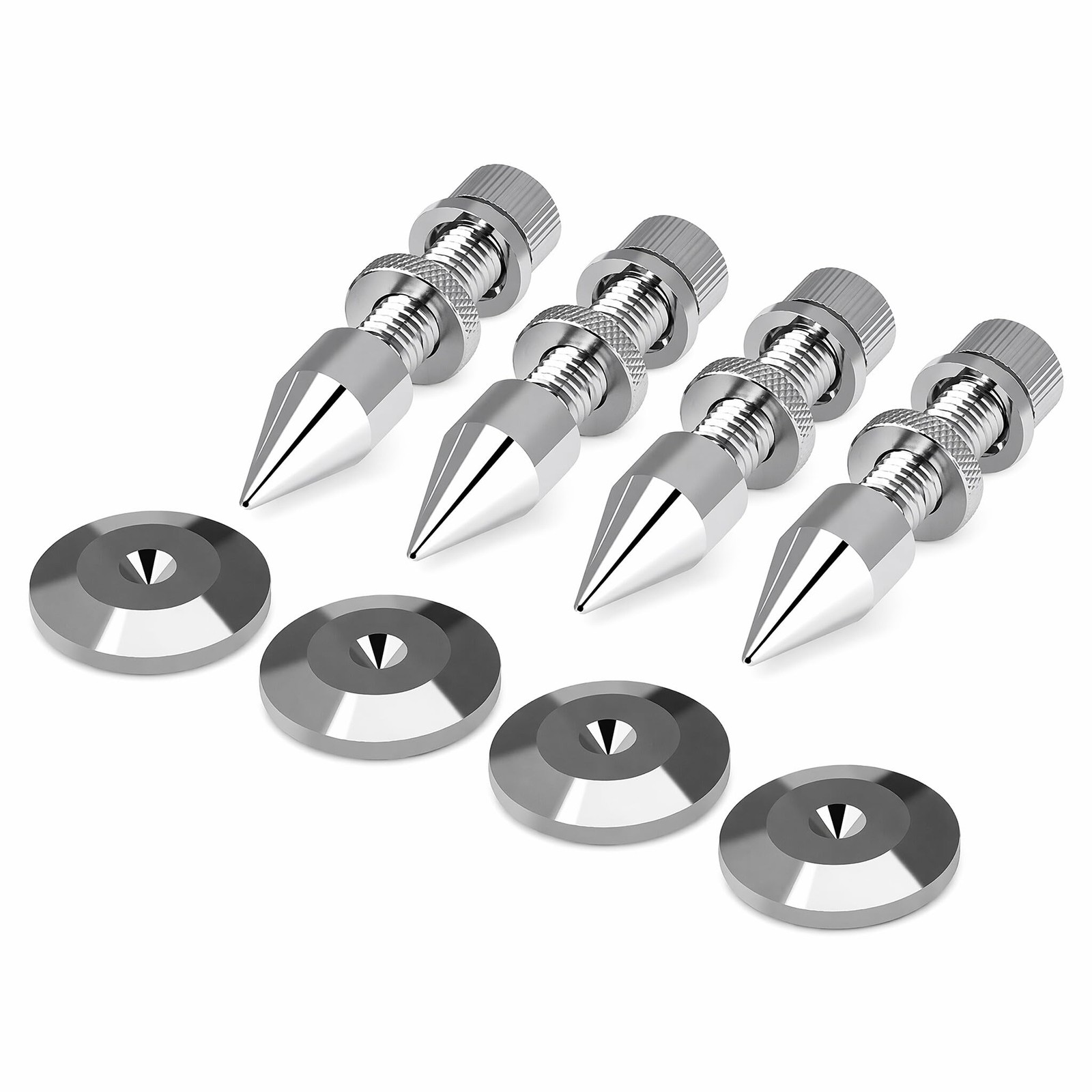 4 PCS Speaker Spike Set Silver Copper Anti Scratch HiFi Shockproof Cone Pad