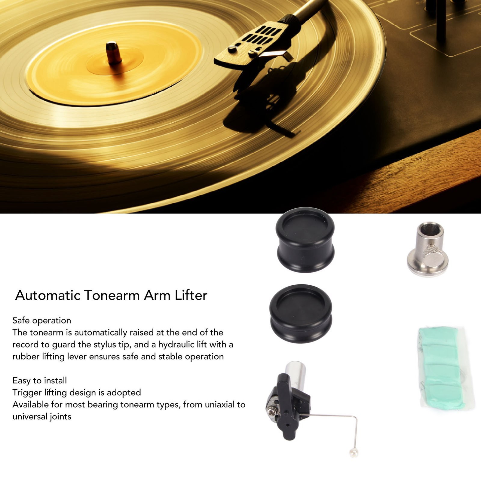 Automatic Tonearm Arm Lifter Professional Aluminum Adjustable Height Tonear AWQP