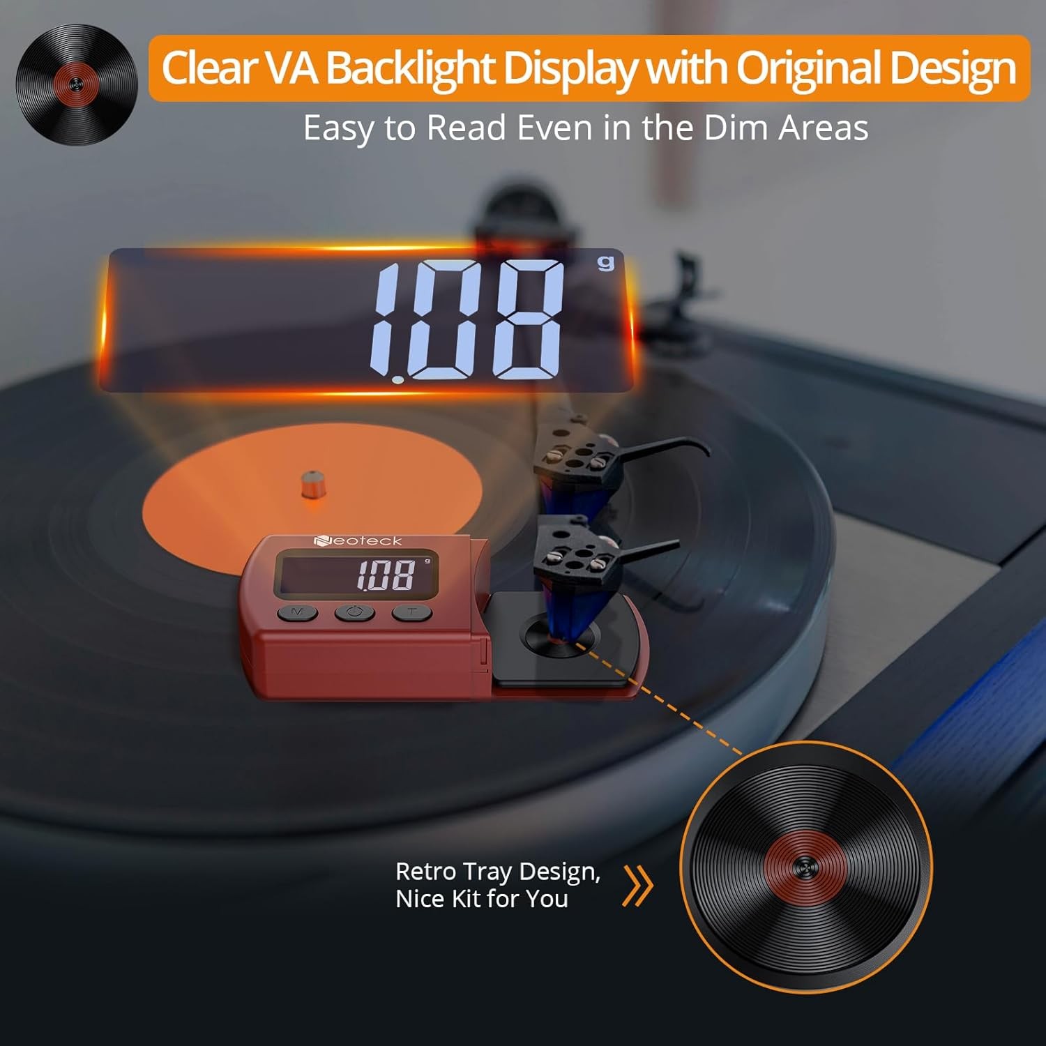 Digital Turntable Stylus Force Scale Gauge 0.01G/5.00G LCD Backlight Display