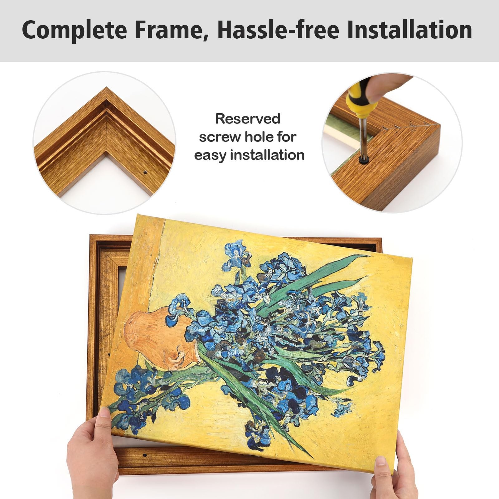 FOLKOR Gold Floating Frame for 16×20 Canvas Oil 16×20″, Vintage