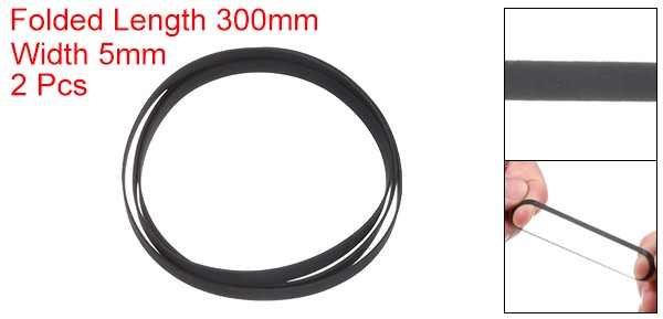 2Pcs Turntable Belt Folded Length 300mm Rubber Belts Replacement Width 5mm