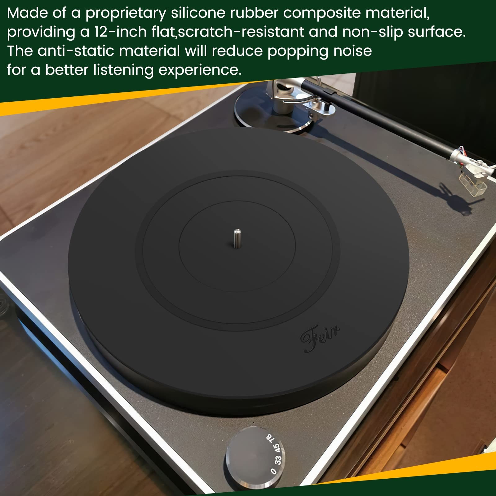 Turntable Platter Mat Black Rubber Silicone Design for Universal Mat,