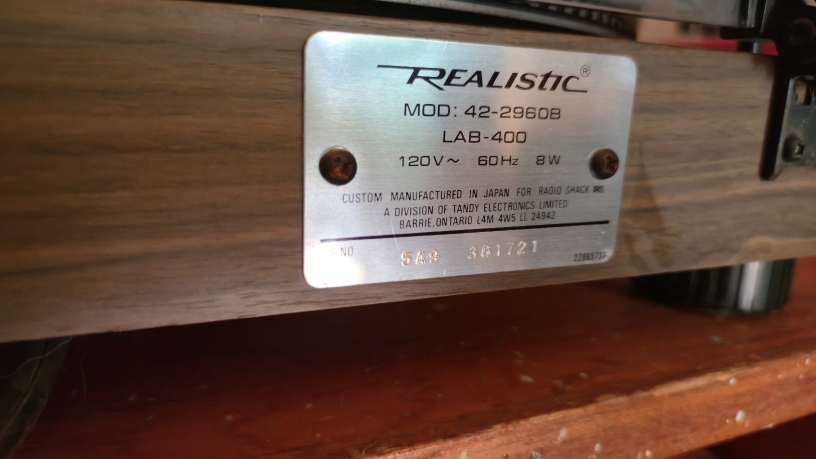 Realistic lab 400 turntable