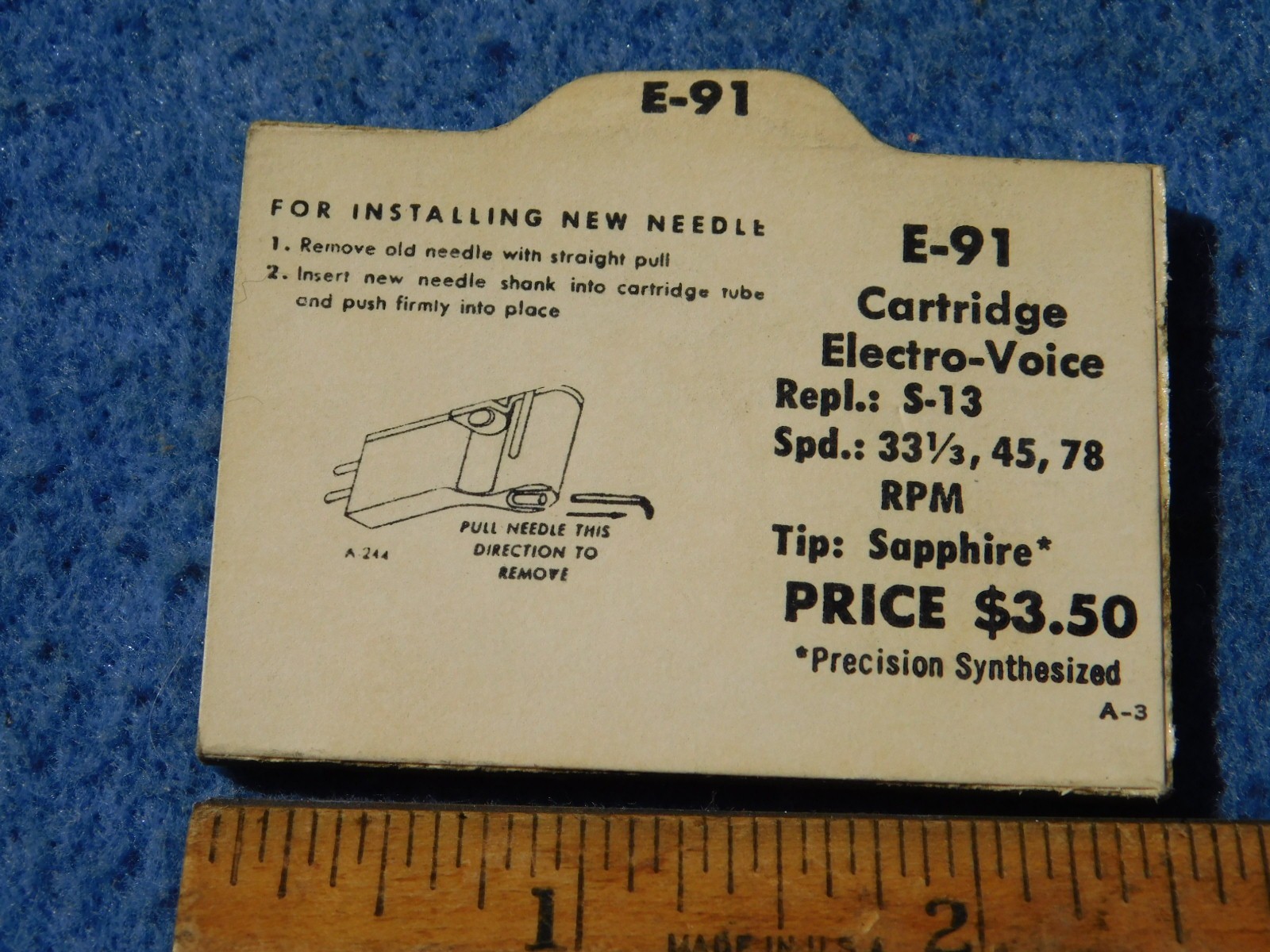 Jensen E-91 Electro-Voice S-13 needle – 33-45-78 rpm Sapphire