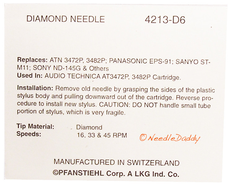 NEW NEEDLE STYLUS FOR for Audio-Technica DR-200E DR200E cartridge 213