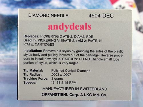 4604-DET TURNTABLE STYLUS FOR PICKERING PDE DATE-3 DACE-3 DAM-3 604-DEC