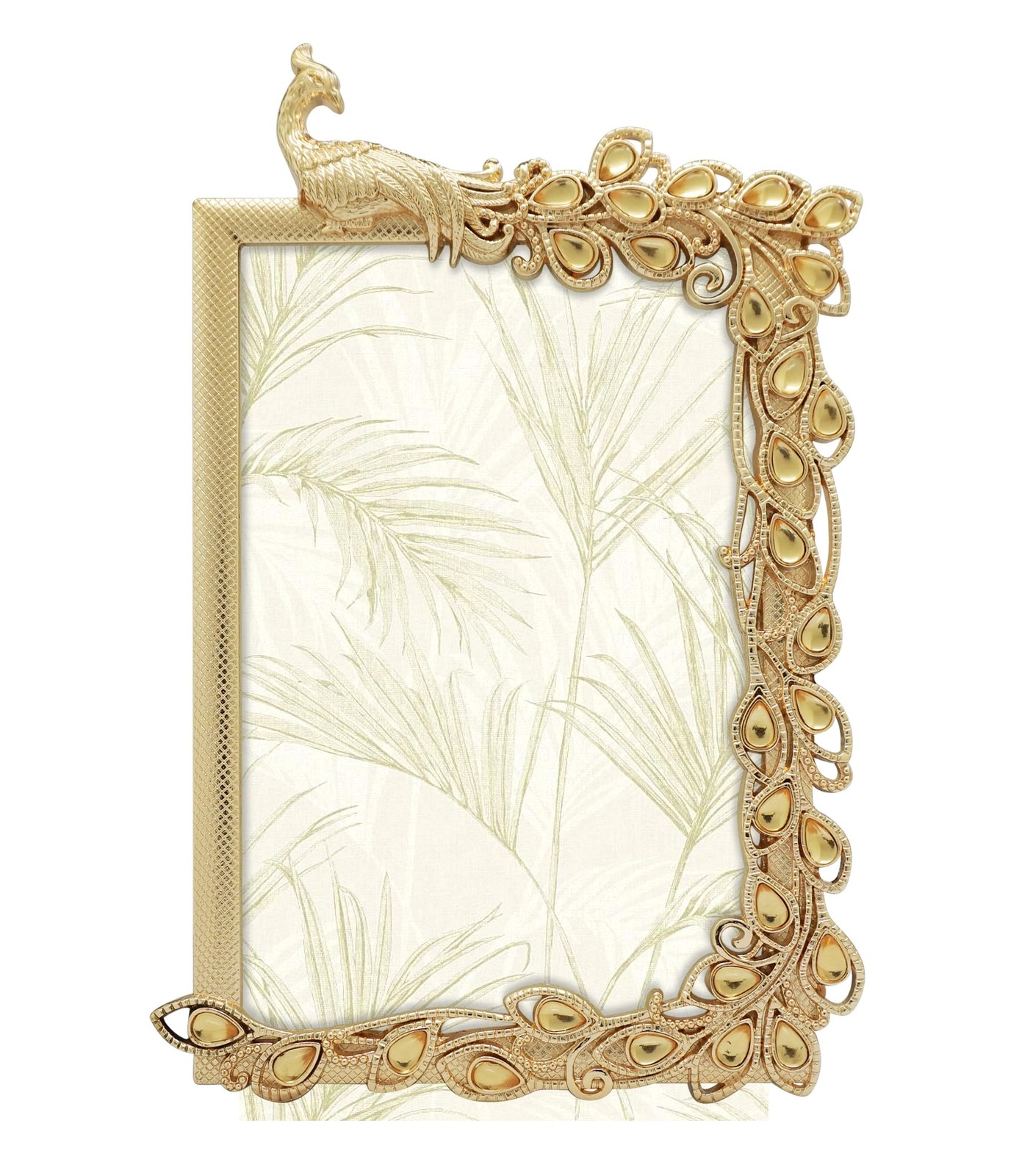GIFTY Jeweled Peacock Photo Frame / 4×6 In | For 4” x 6”, Bronze