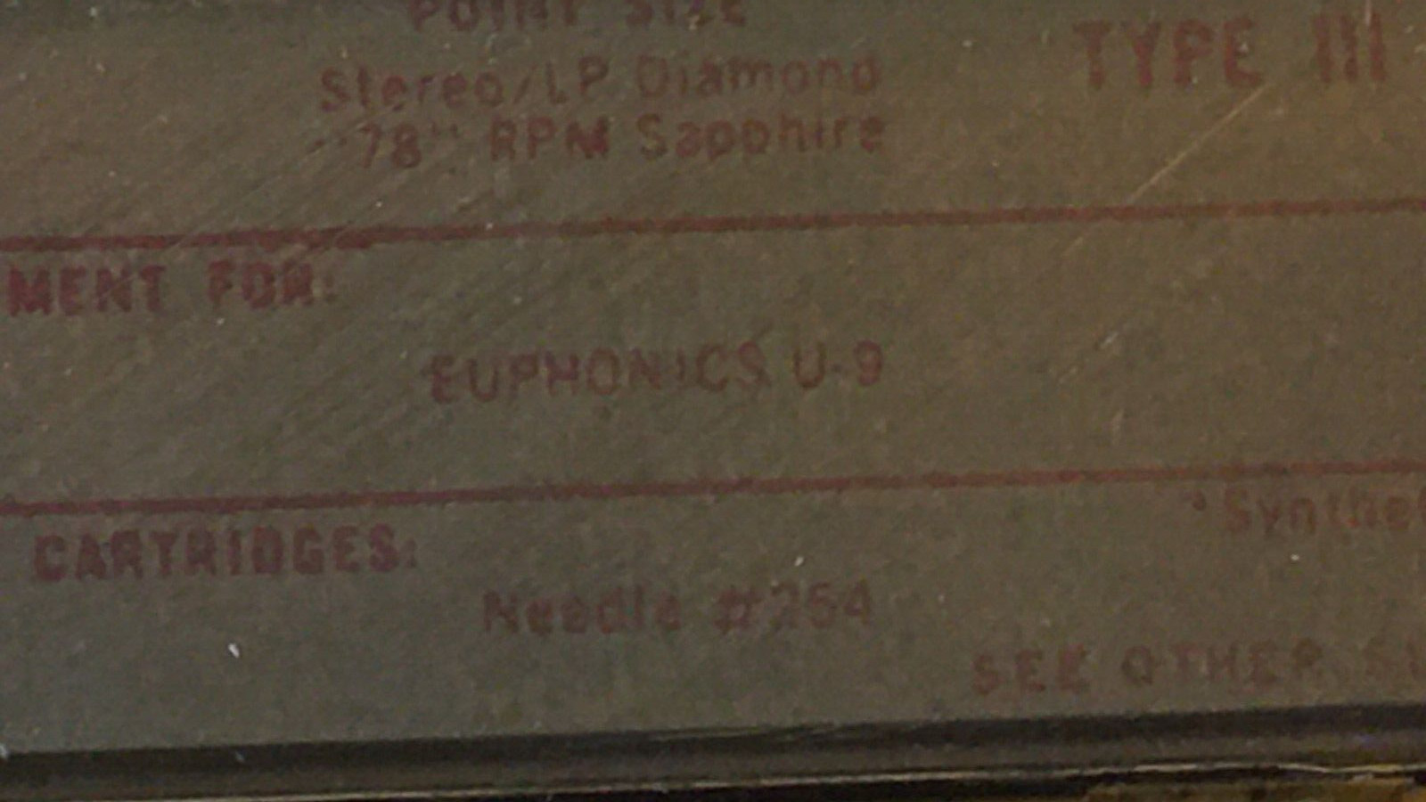 Original NOS Reconton Needle Stylus 566-SD 254 fits various EUPHONICS & U-9