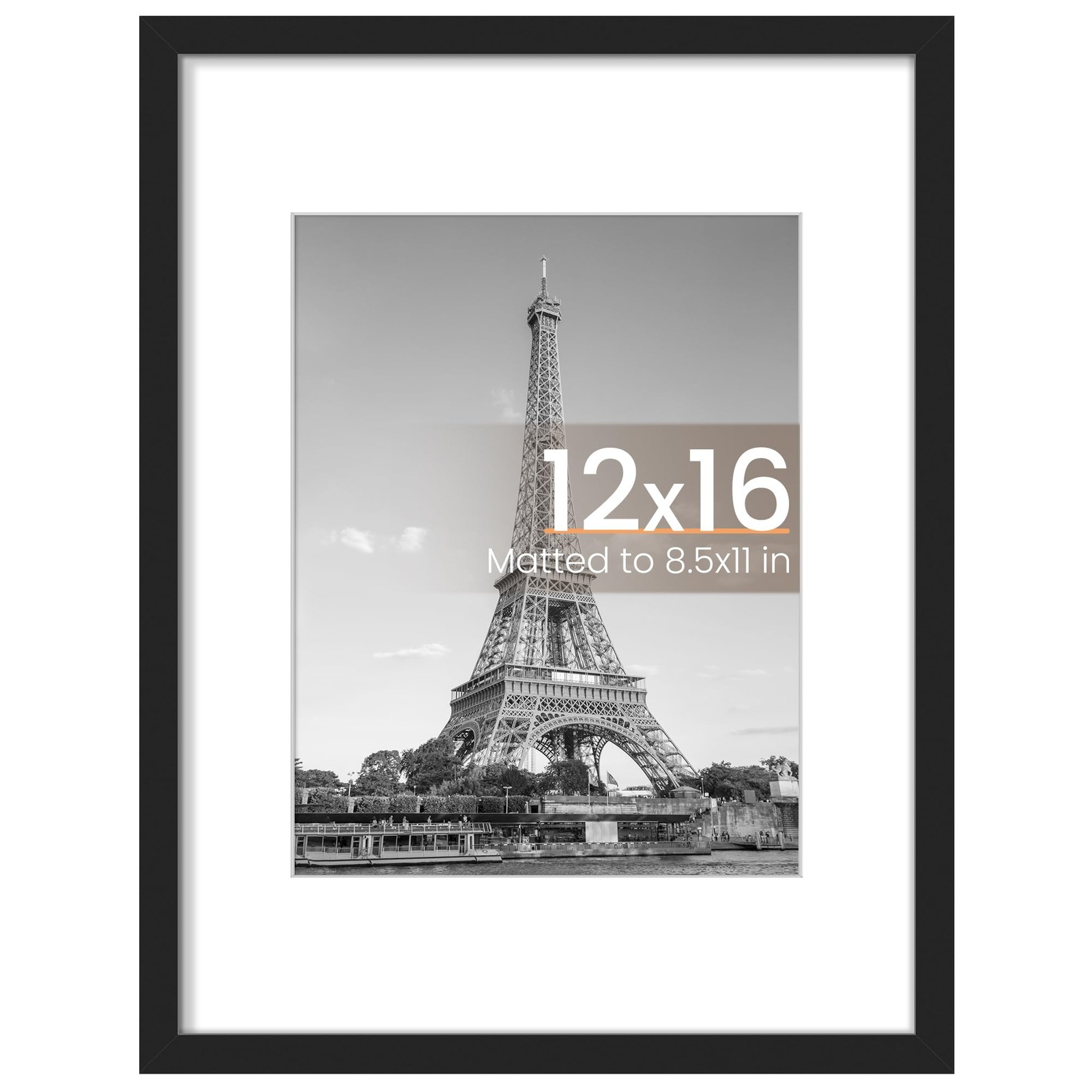 upsimples 12×16 Picture Frame, Display Pictures 8.5×11 with Mat 12×16, Black