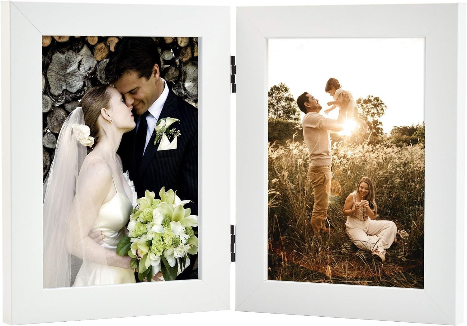 Golden State Art, 5×7 Double Picture Frame Vertical (1-pack), White