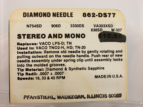 STEREO RECORD PLAYER NEEDLE for Varco Vaco LPS-D TN-2D TN20 TN02 862-DS77