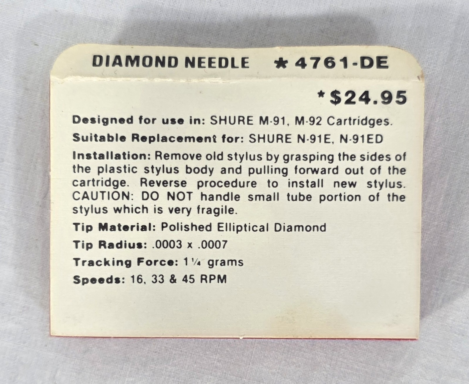 Superb Needle Stylus 4761 DE NOS