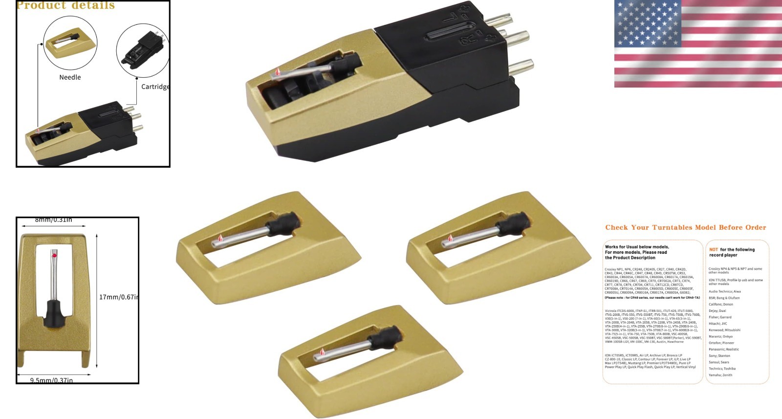 Record Player Needle with Diamond Stylus for Enhanced Audio Experience
