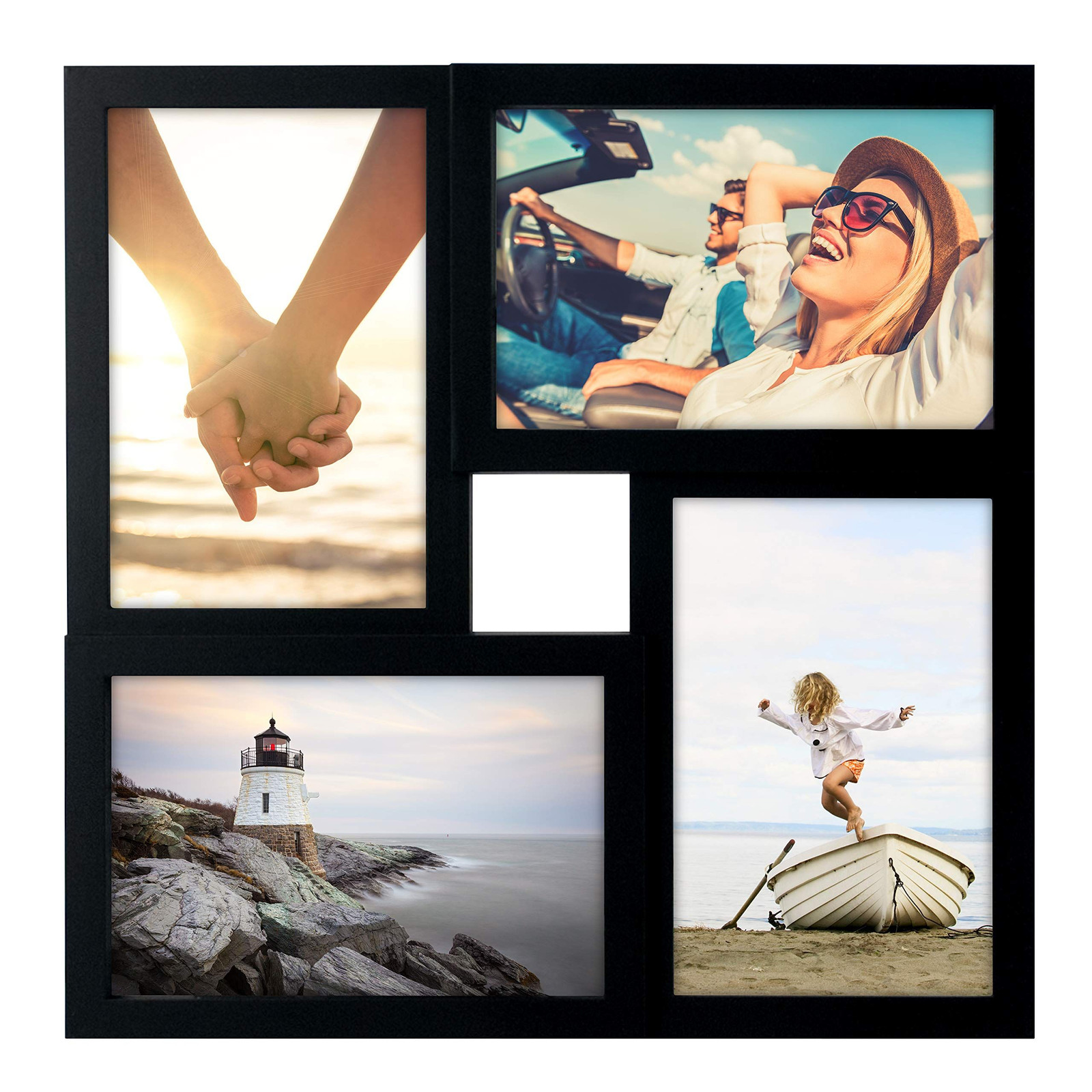 Malden International Designs Collage Picture Displays Four 4×6 Photos, Black