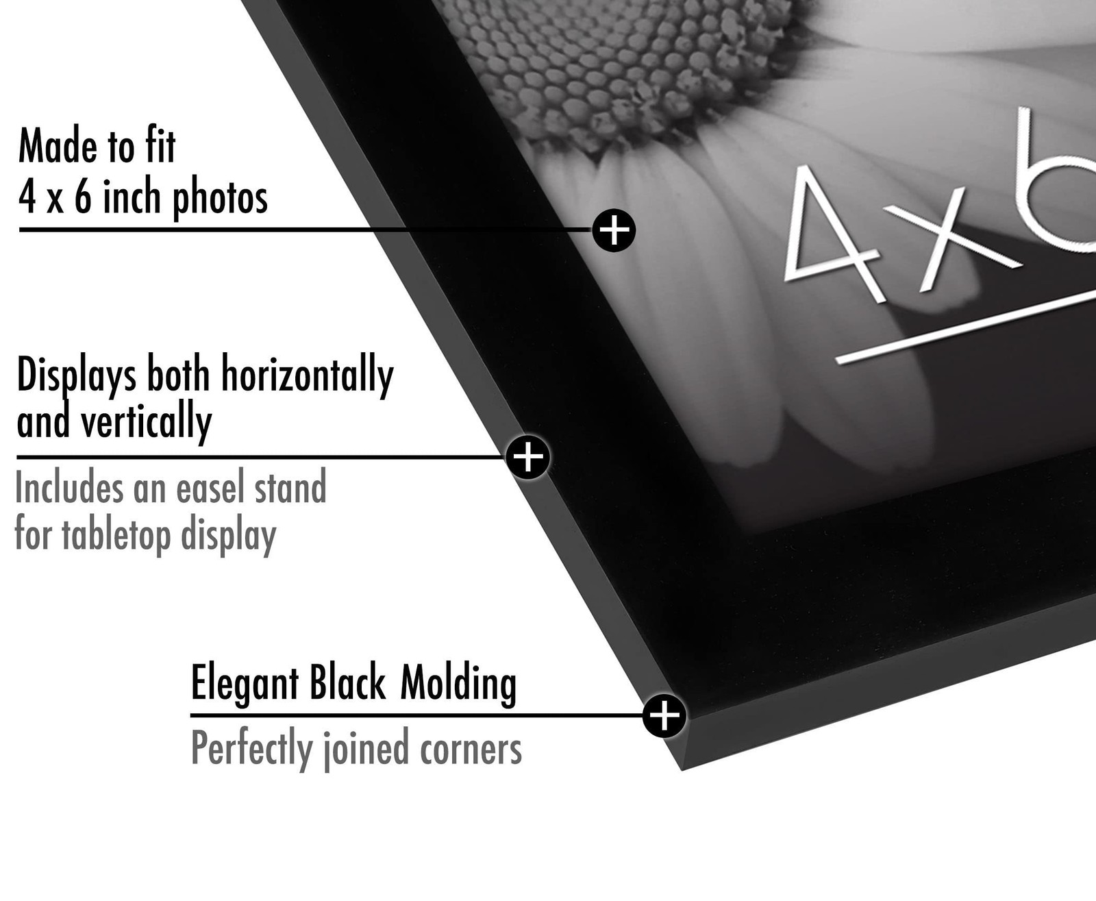 Americanflat 4×6 Picture Frame with Polished Plexiglass – Set of 6 4×6, Black
