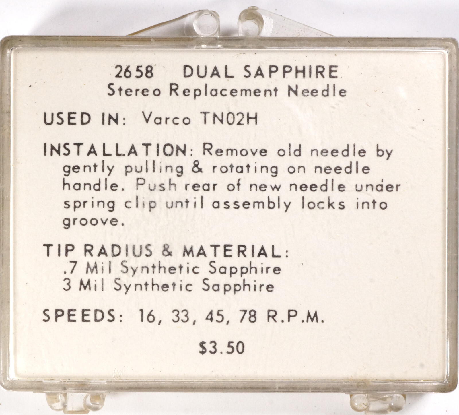 NOS Fife 2658 Needle Stylus for VACO VARCO TN02H