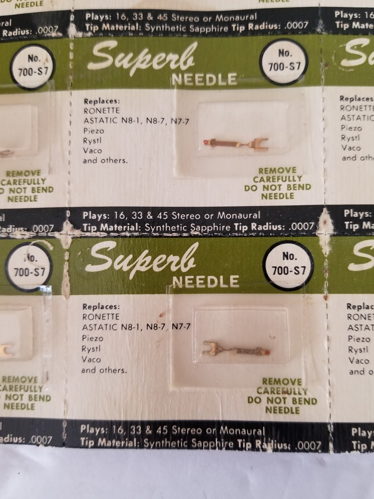 700-S7 Superb NEEDLE STYLUS for Astatic N8-7 Ronette Piezo Rystl Vaco lot of 12