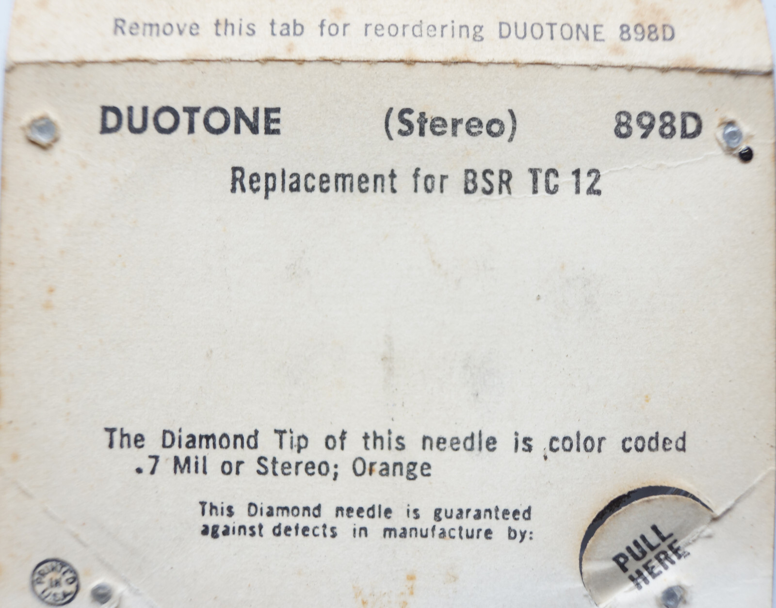 NOS Duotone 898D Diamond Phonograph Needle Stylus BSR TC12