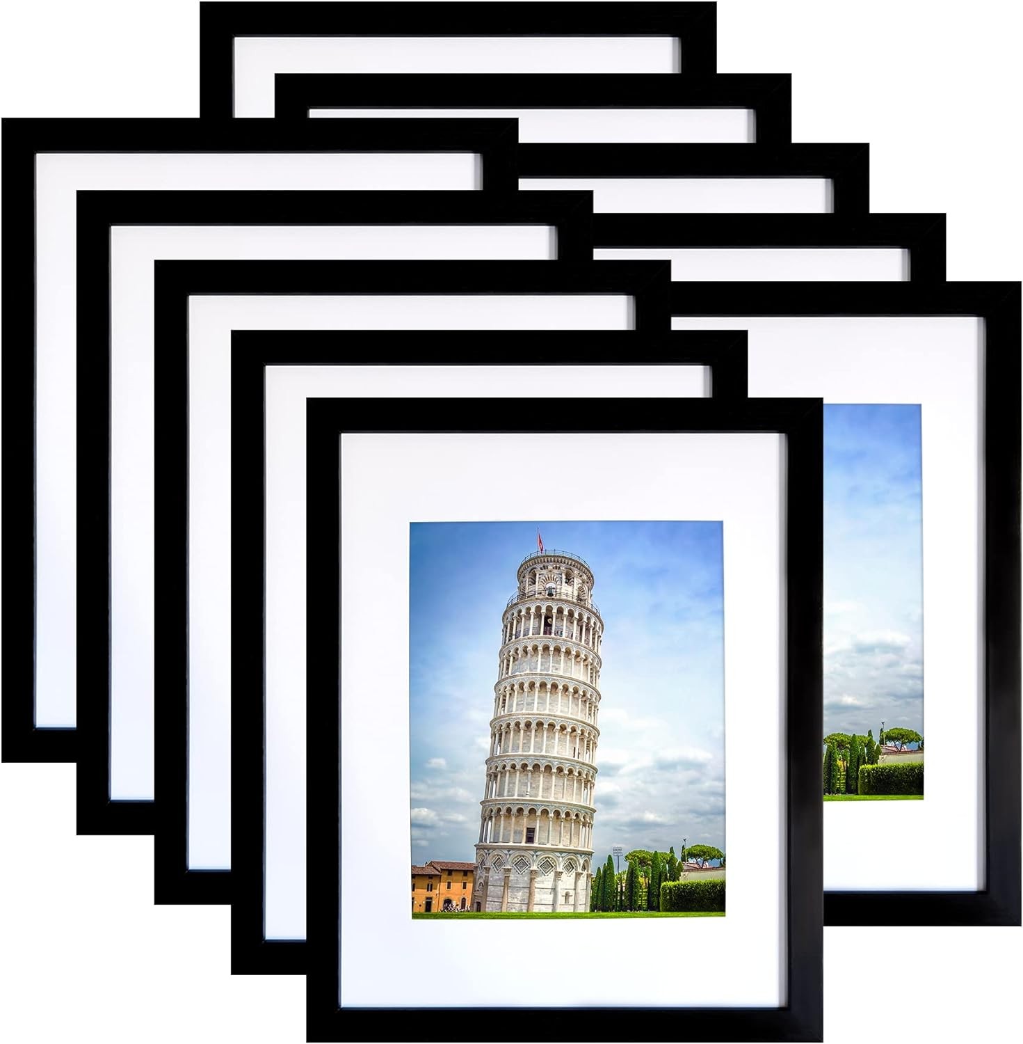 SESEAT 11×14 Picture Frame Set of 10, Display Pictures 8×10 With 11×14, Black