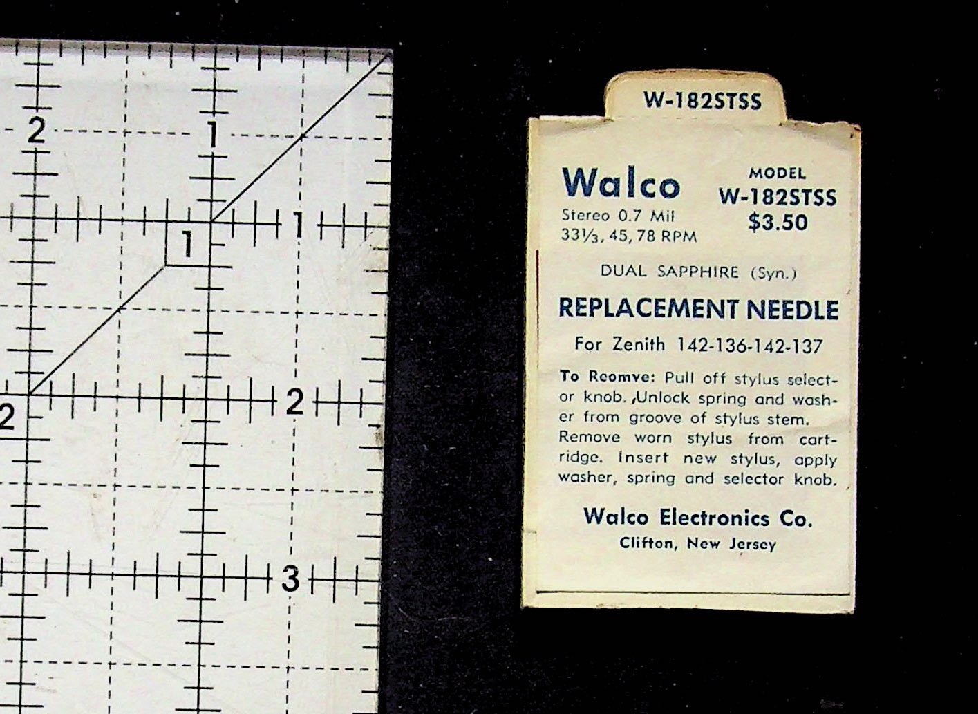 Walco Replacement Needle Zenith W-182STSS Sapphire NOS Record Player